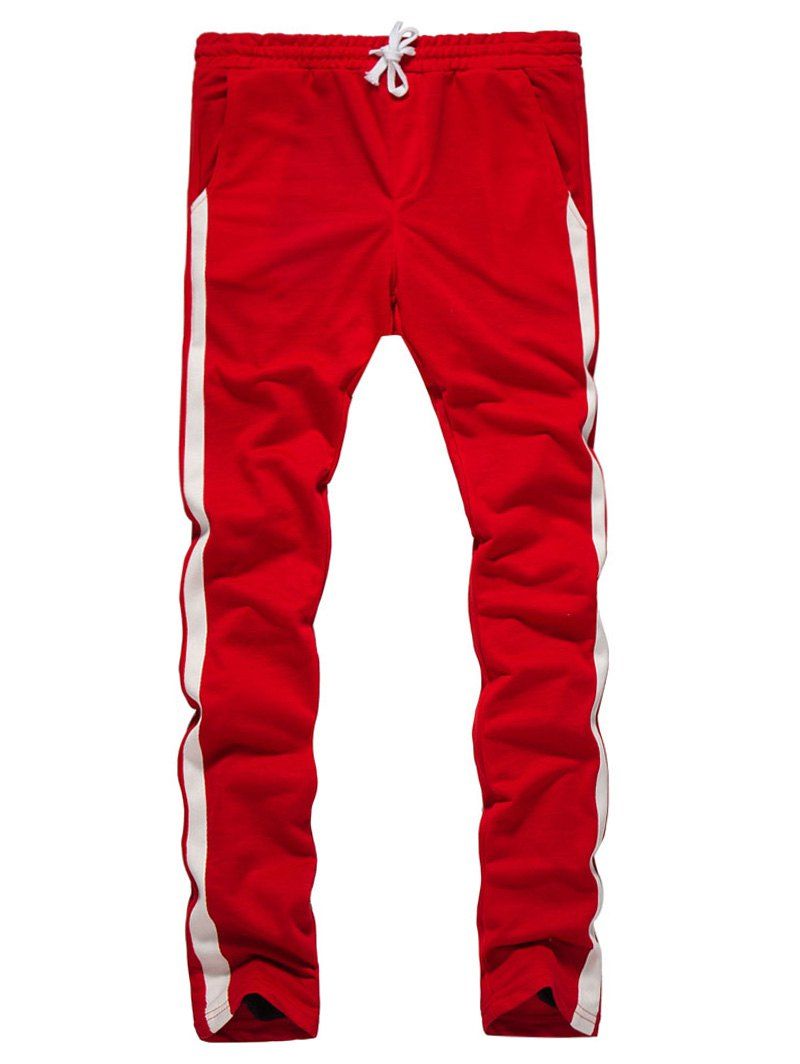 [41% OFF] 2021 Side Stripe Design Straight Leg Sweatpants In RED ...