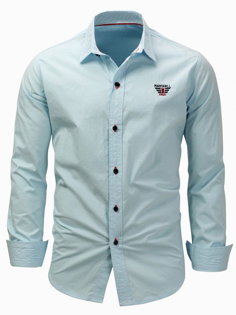 

Graphic Embroidered Long Sleeve Shirt, Light blue