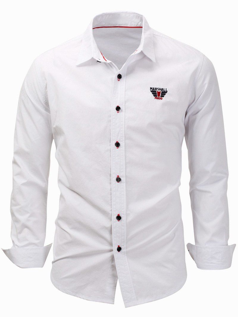 

Graphic Embroidered Long Sleeve Shirt, White