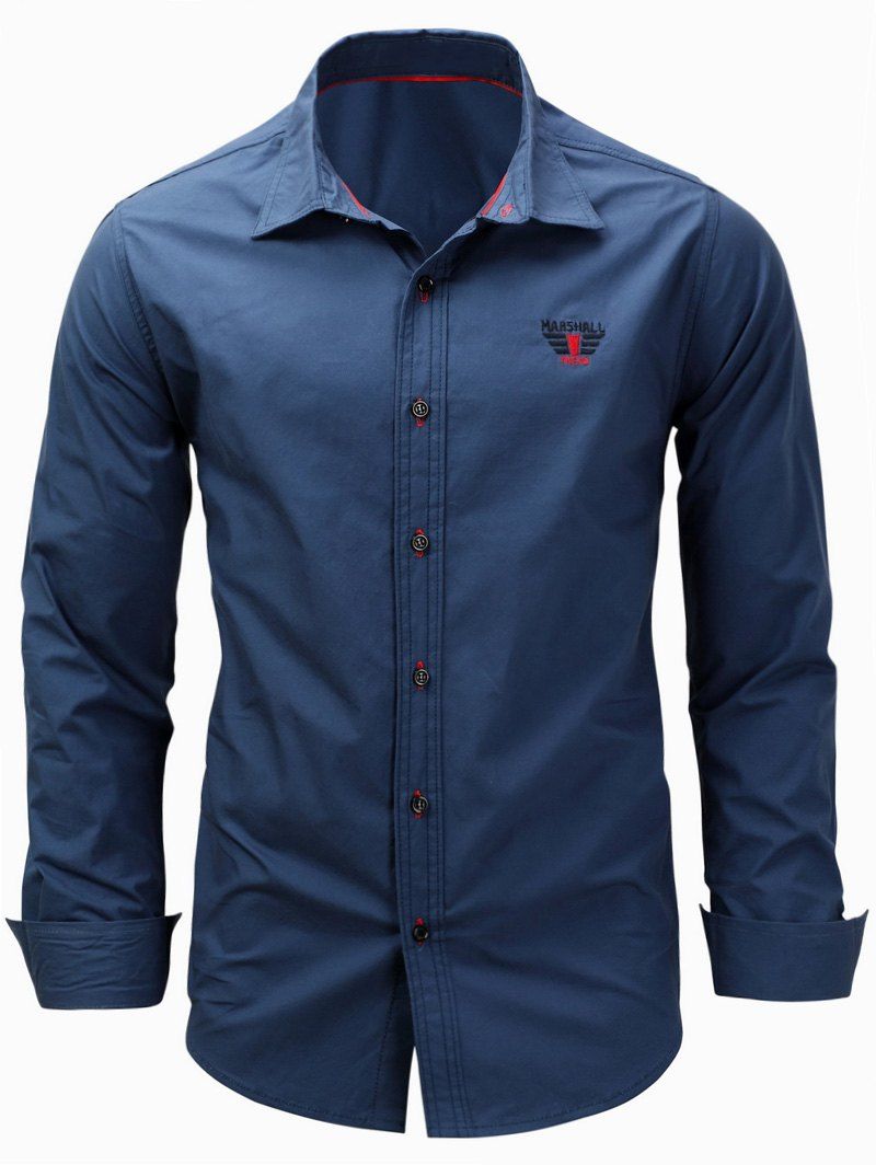 

Graphic Embroidered Long Sleeve Shirt, Deep blue