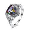 Faux Gemstone Heart Sparkly Finger Ring - Argent 6