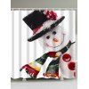 Rideau de Douche Imperméable en Polyester Imprimé Bonhomme de Neige de Noël - Blanc W59 INCH * L71 INCH