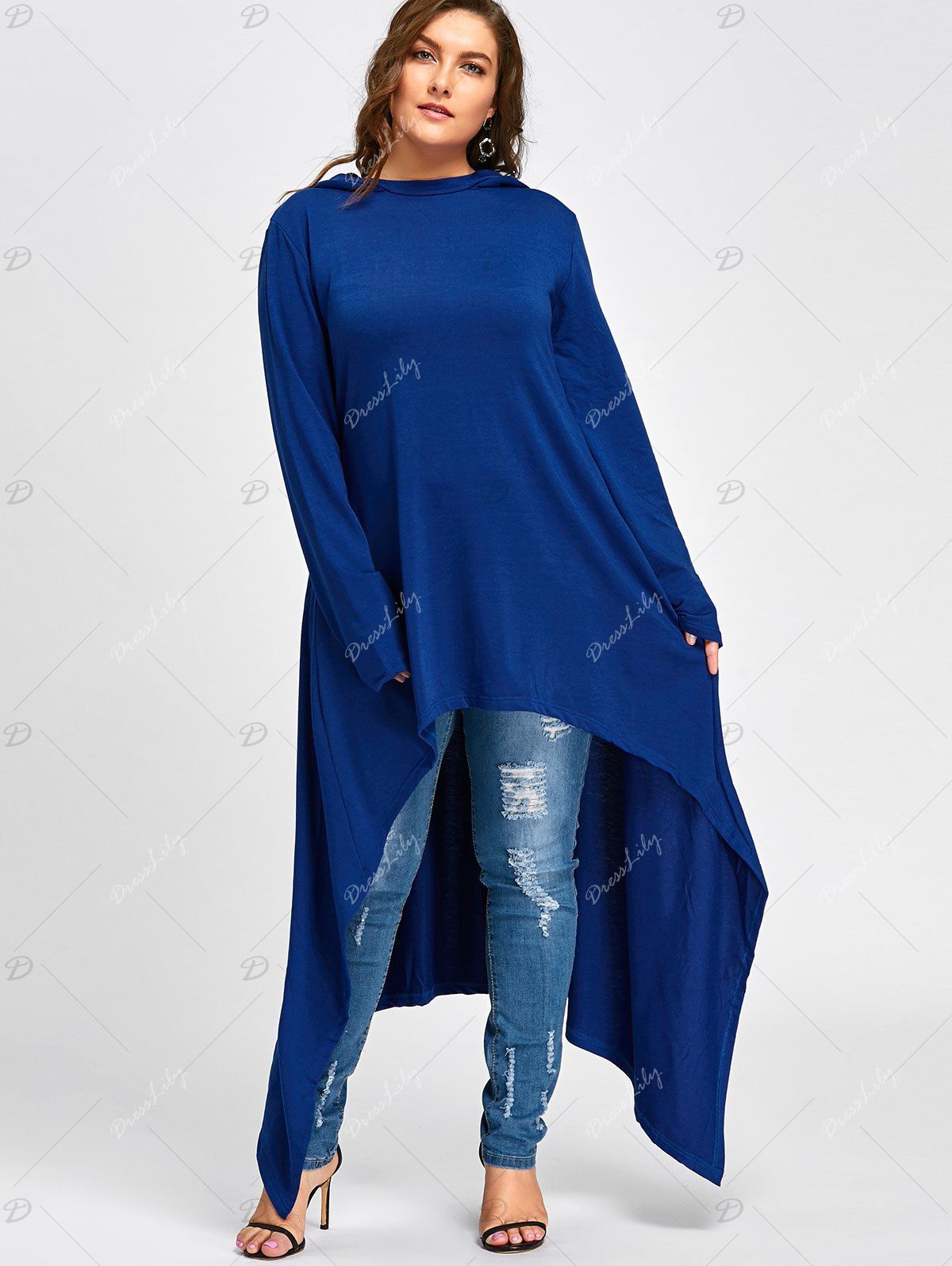 DressLily.com: Photo Gallery - Plus Size Maxi High Low Hooded Top