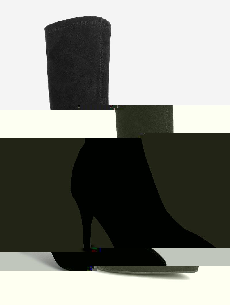 

Stiletto Pointed Toe Mid Calf Boots, Black