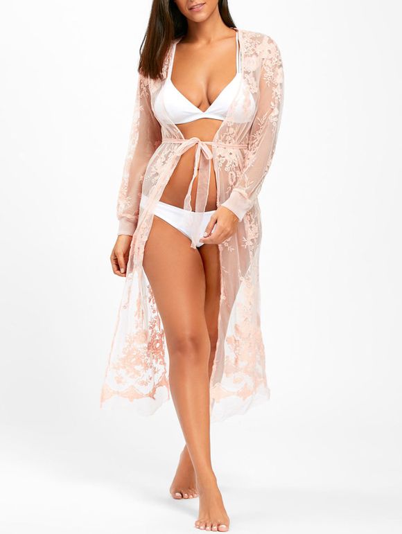 Lace Wrap Cover Up Dress - Rose M