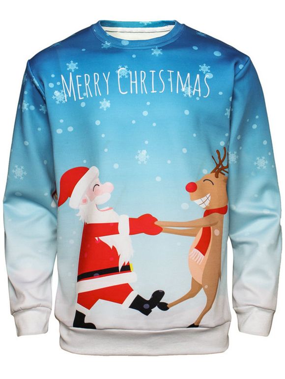 Sweat-shirt Imprimé Père Noël et Renne - multicolore L