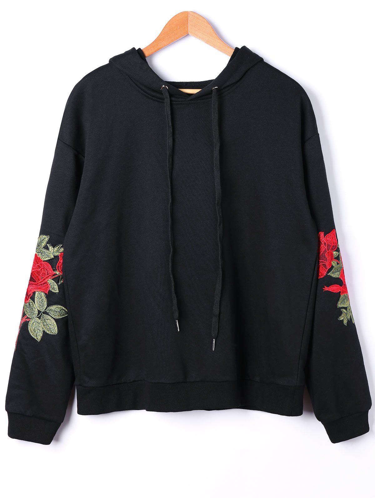 

Plus Size Embroidery Hoodie, Black