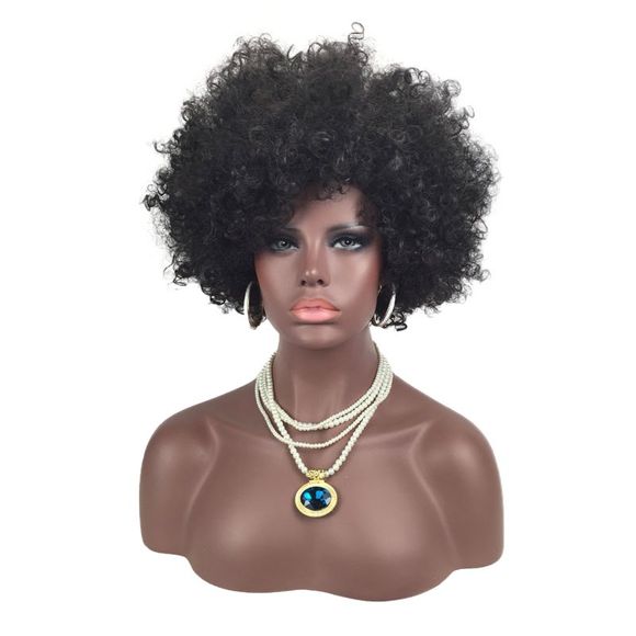 Perruque Ondulée Afro Bouffante Synthetique - Noir 