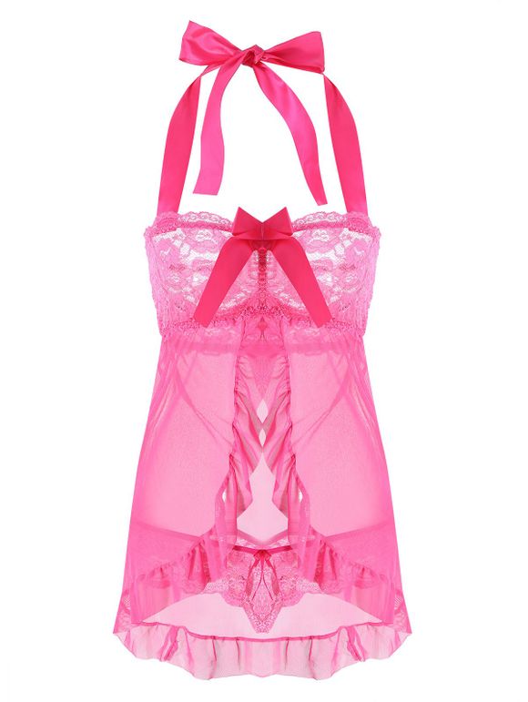 Babydoll En Maille Fendue Avec Volants - Eau Rouge ONE SIZE