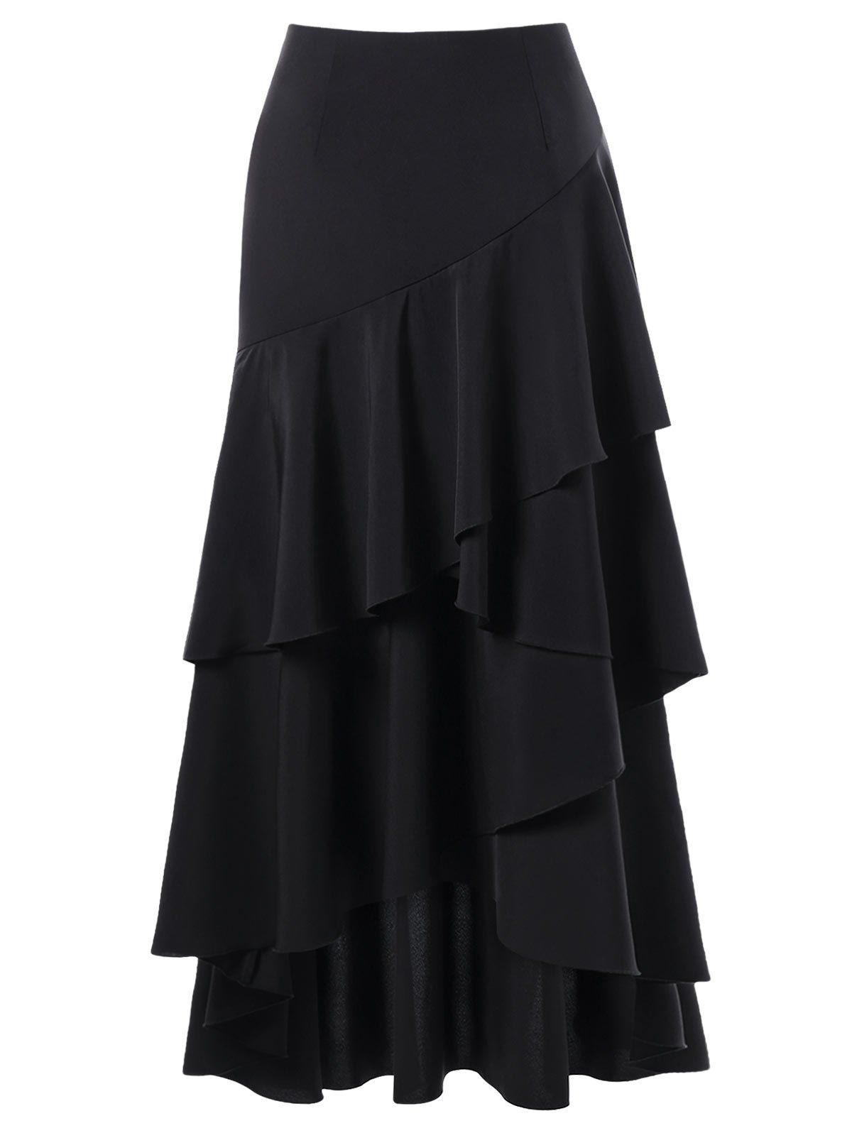 [41% OFF] 2021 Layered Ruffle Skirt In BLACK | DressLily