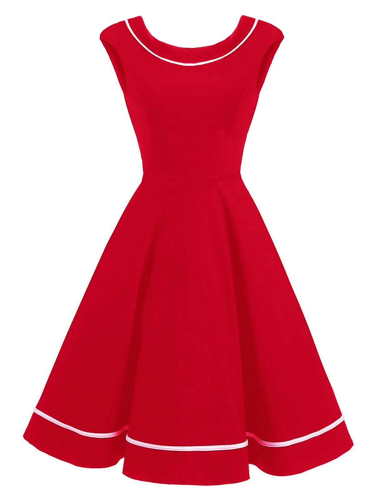 

Vintage Sleeveless Pinup Swing Dress, Red