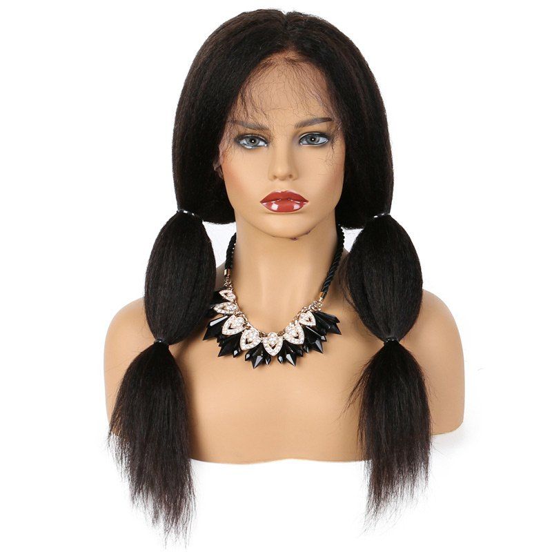 2018 Long Free Part Fluffy Kinky Straight Synthetic Lace Front Wig