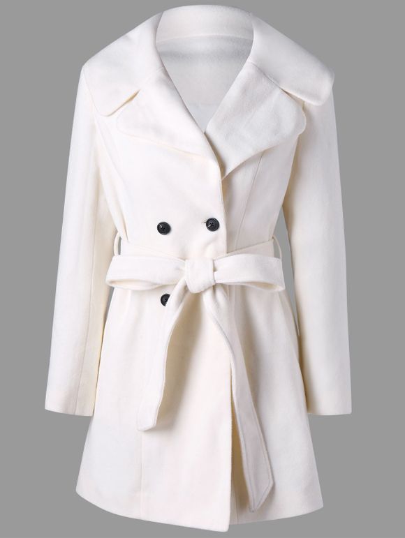 Manteau à bretelles à col rond à bretelles doubles - Blanc Cassé L