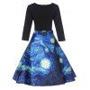 Robe Vintage Évasée Imprimé Peinture de Van Gogh - Noir XL