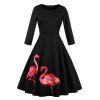 Robe Vintage Patineuse et Brodée de Flamingo - Noir XL
