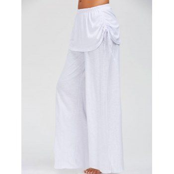 

Skirted Drawstring Wide Leg Pants, White