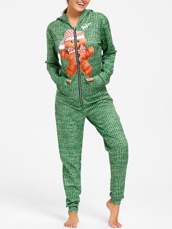 Pyjama de Noël à capuche imprimé - Vert M