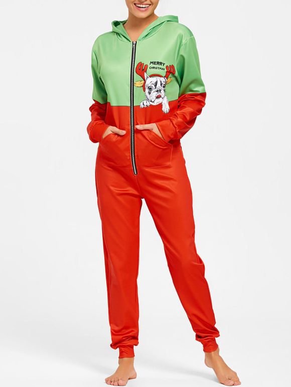  Pyjama de Noël à capuche - multicolore L