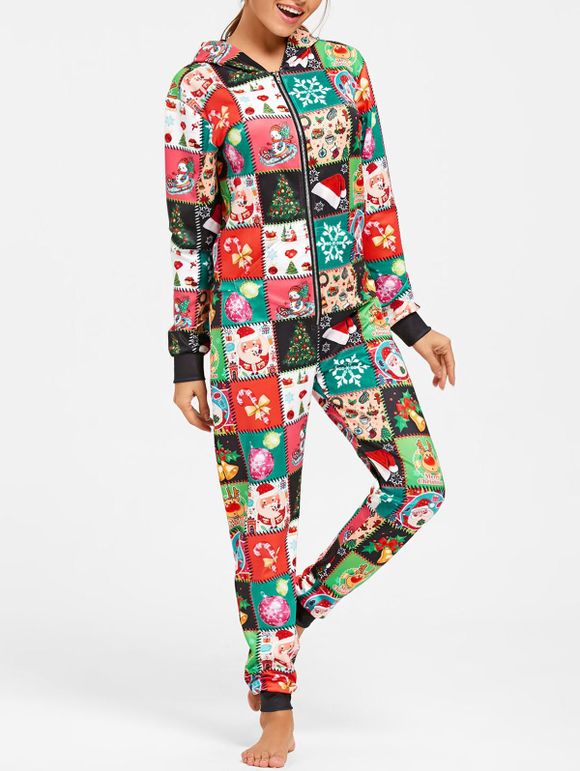 Pyjama de Noël à capuche - multicolore L