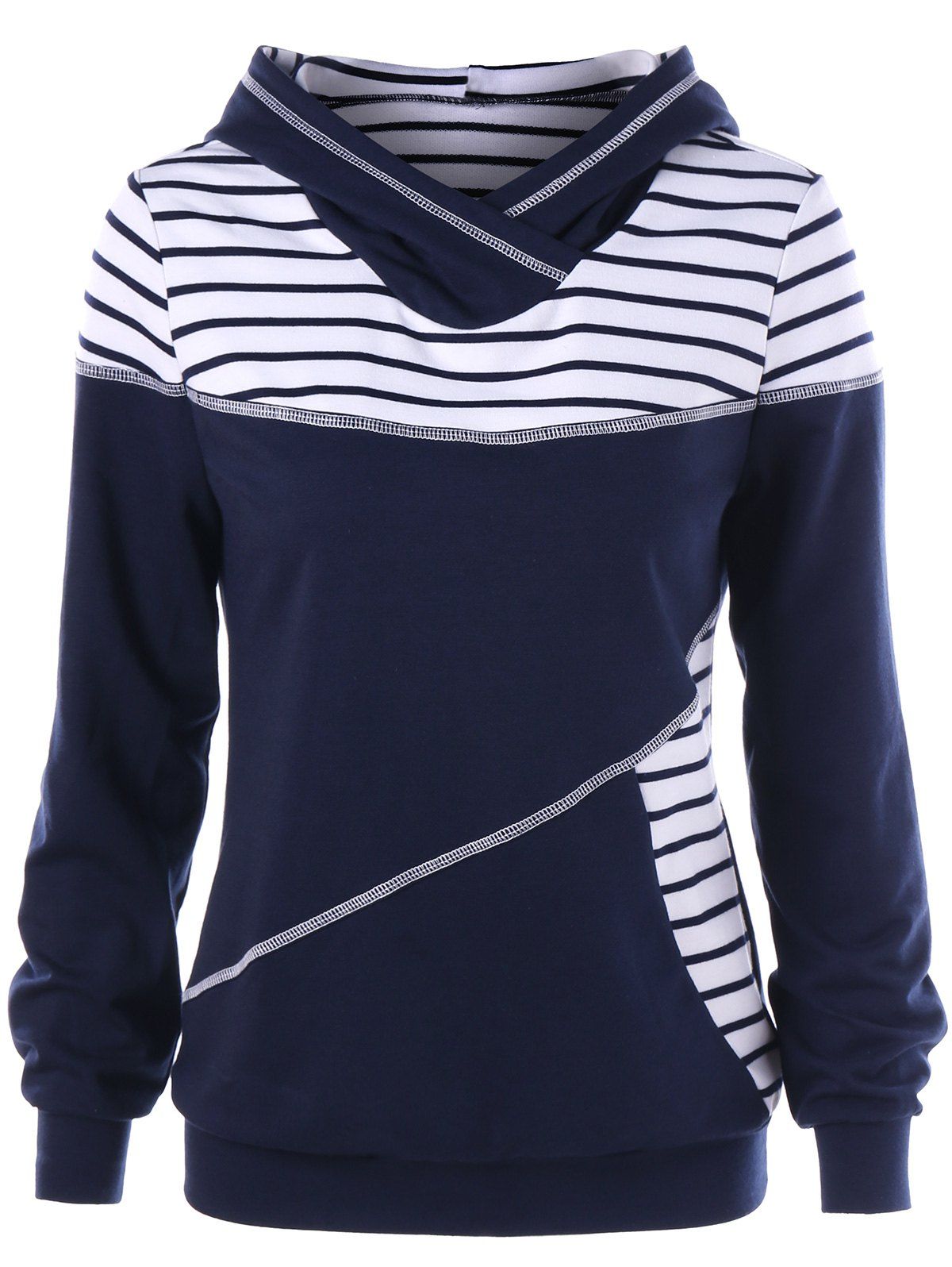 

Striped Insert Hoodie, Deep blue