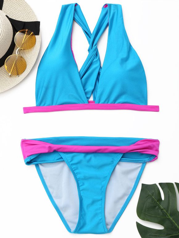 Ensemble de bikini à encolure en couleur - Pers S