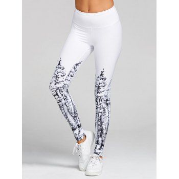 Christmas High Waist Stripe Print Skinny Leggings