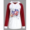 Sweat-Shirt à Capuches avec Imprimé Élan et Père Noël Grande-Taille - Rouge XL