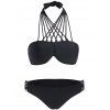 Strappy Criss Cross Halter Bikini Set - Noir M