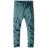 Pantalon Droit Décontracté avec Multi-Poches à Braguette Zippée - Vert 36