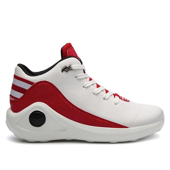 Chaussures décontractées à rayures contrastées couleur élastique - Rouge et Blanc 42