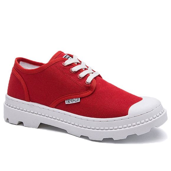 Chaussures de patin en toile à lacets - Rouge 41
