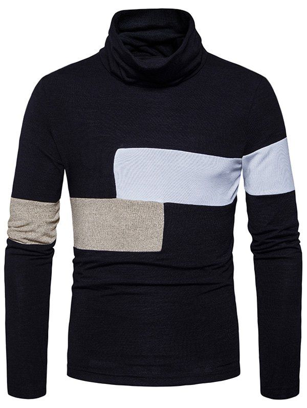 

Cowl Neck Color Block Knit Sweater, Black