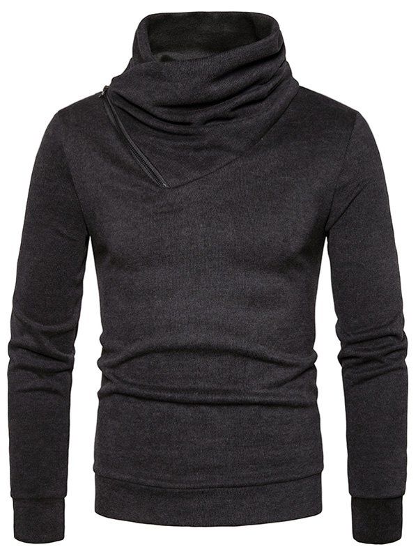 

Oblique Zipper Cowl Neck Knit Sweater, Deep gray