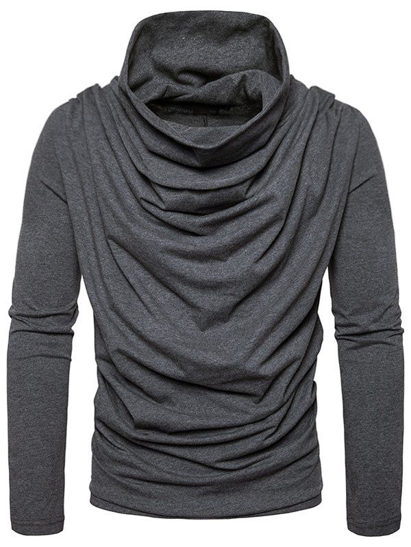 [41% OFF] 2021 Cowl Neck Accordion Pleat T-shirt In DEEP GRAY | DressLily