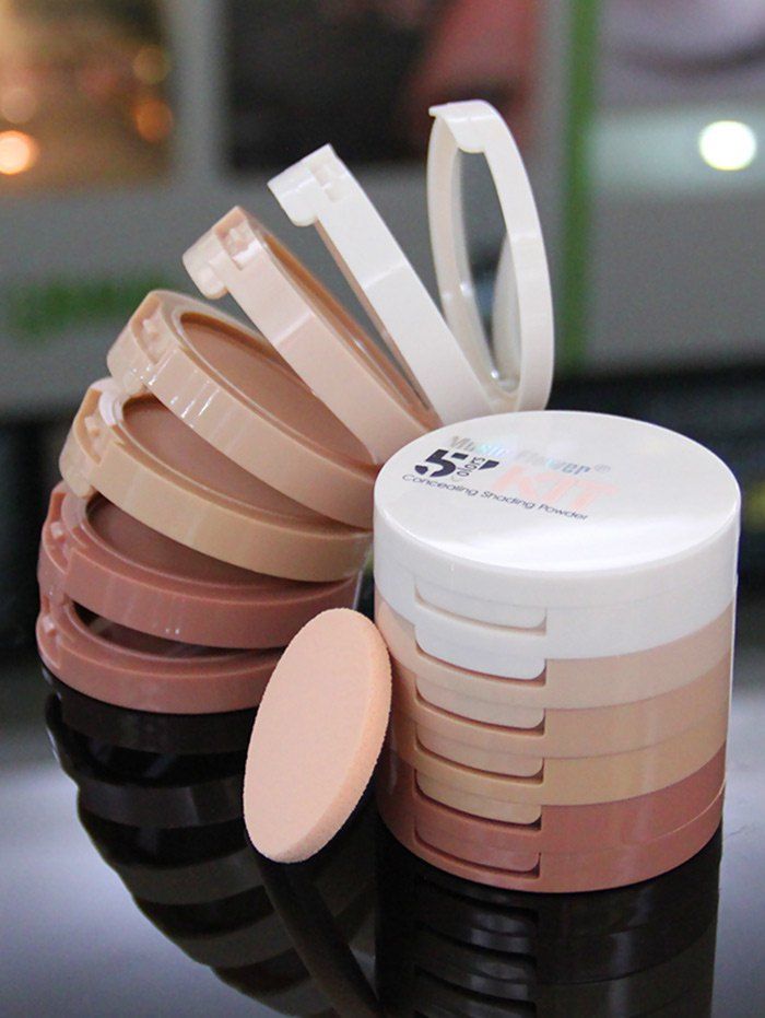 

5 Colors Layered Round Concealing Shading Powder Kit, Pink