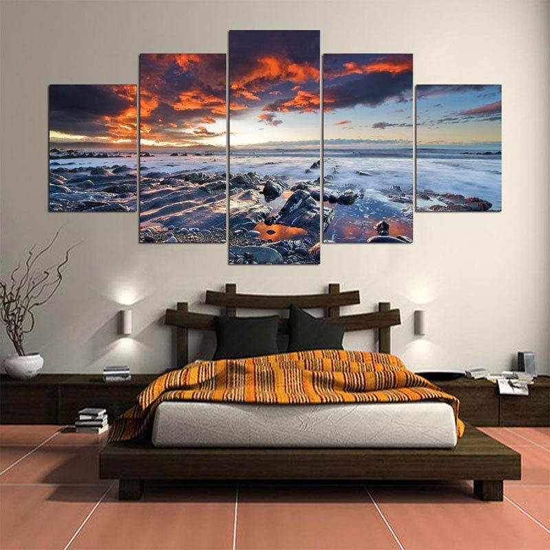 

Sunset Seascape Print Split Wall Art Canvas Paintings, Colorful