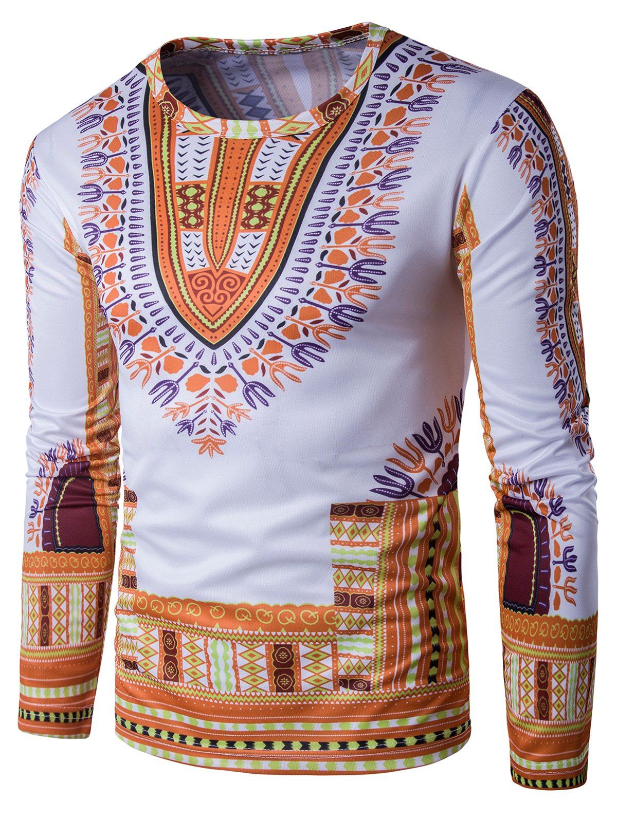 

Dashiki Print Ethnic Style T-shirt, Yellow