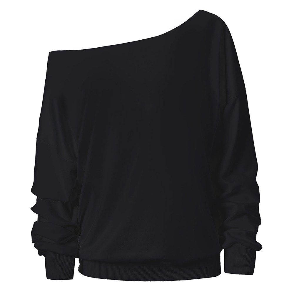 

Halloween Ghost Skew Neck Sweatshirt, Black