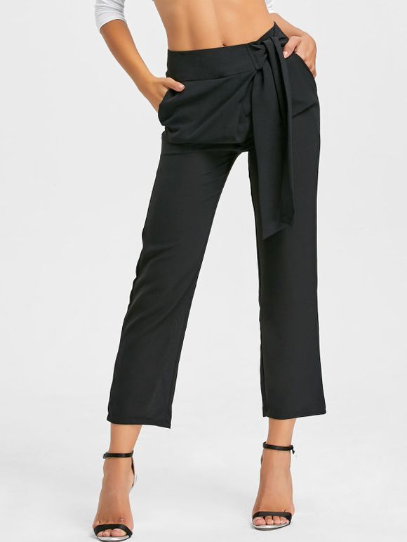 Pantalon Noué à Taille Haute - Noir XL