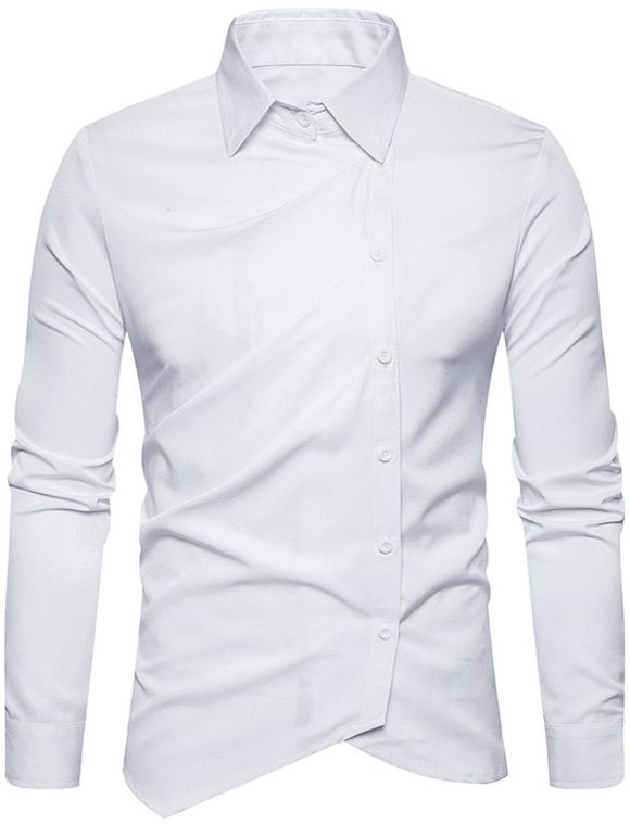 Chemise à manches longues oblique - Blanc 2XL