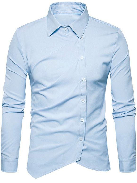 Chemise à manches longues oblique - Bleu clair M