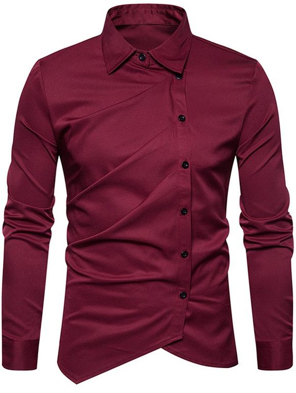 Chemise à manches longues oblique - Rouge vineux XL