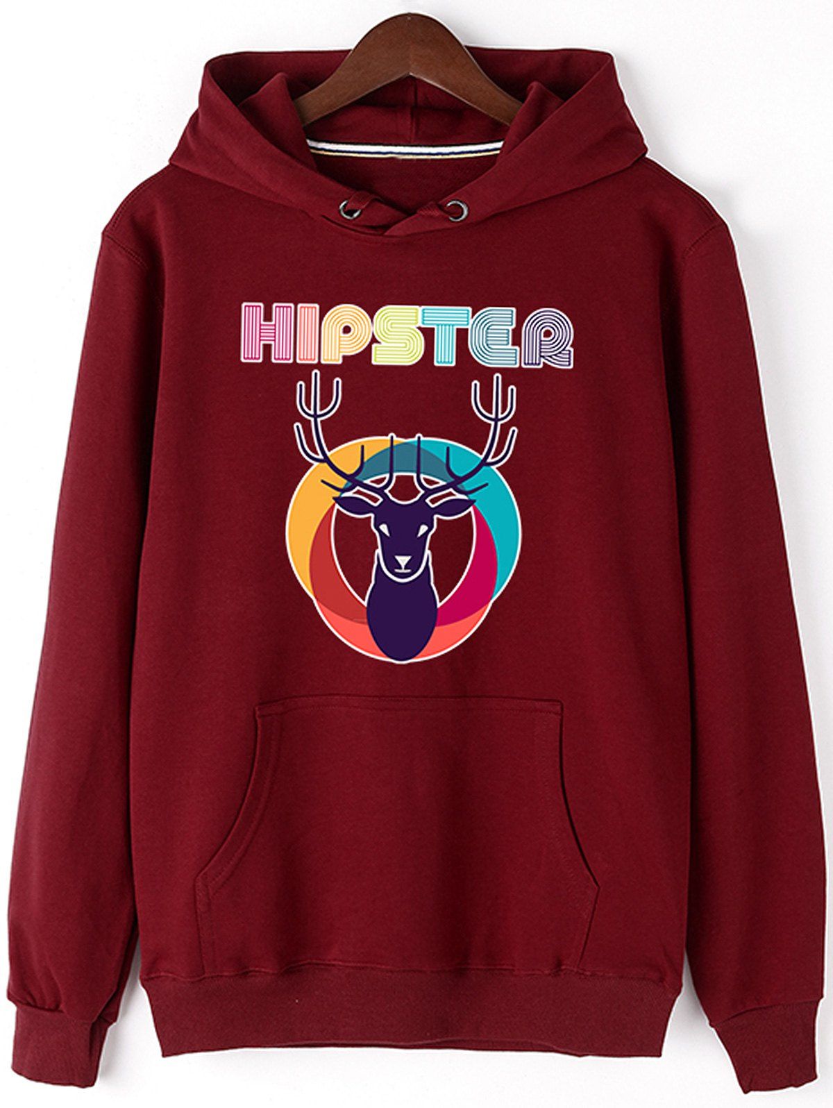 

Christmas Elk Hipster Pullover Hoodie, Red