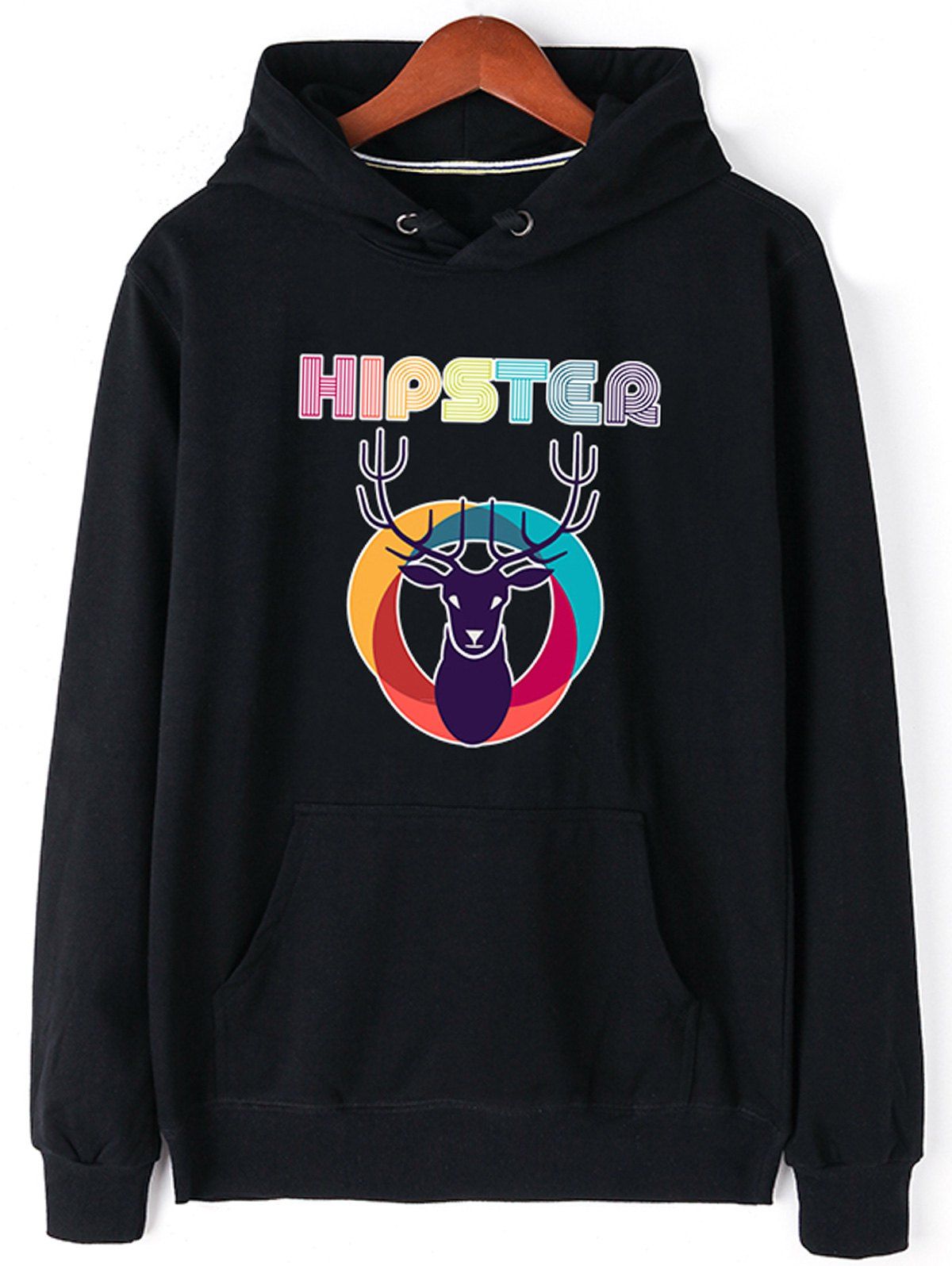 

Christmas Elk Hipster Pullover Hoodie, Black