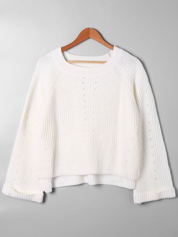Pull à manches courtes en tricot - Blanc Cassé 2XL