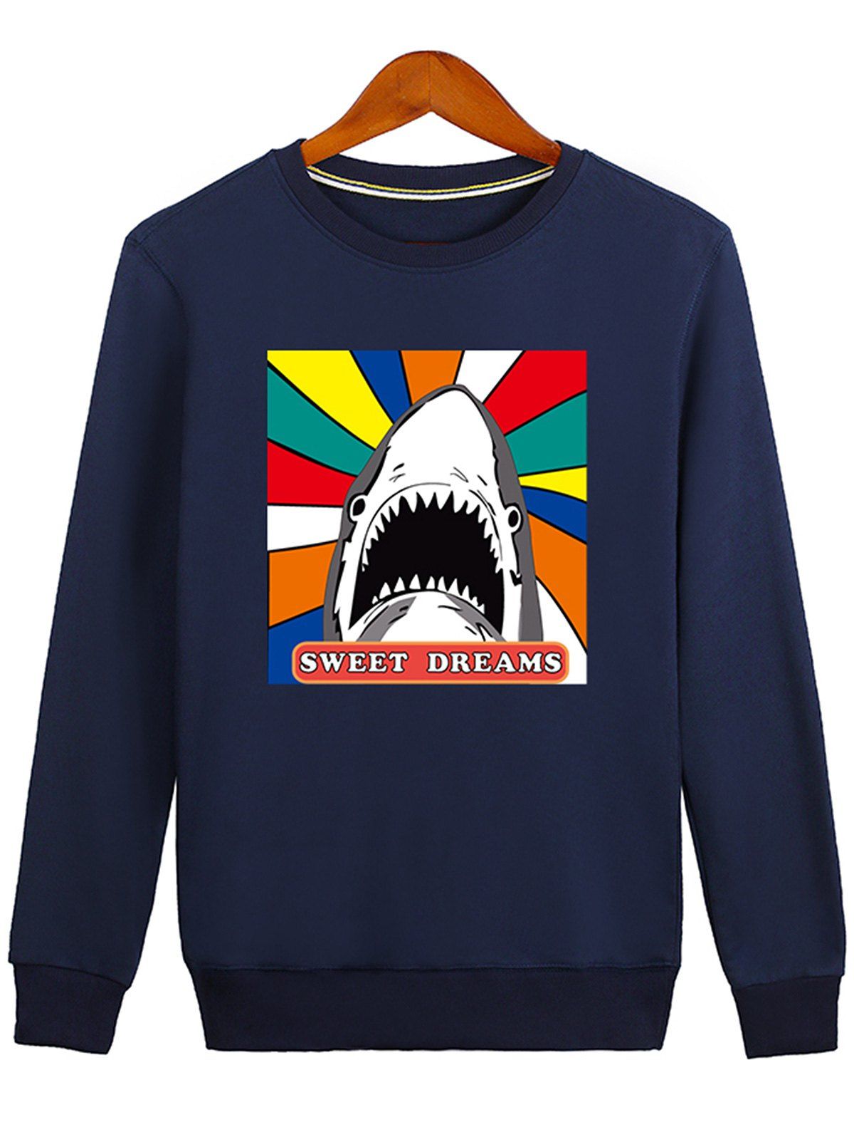 

Cartoon Print Shark Graphic Sweatshirt, Blue