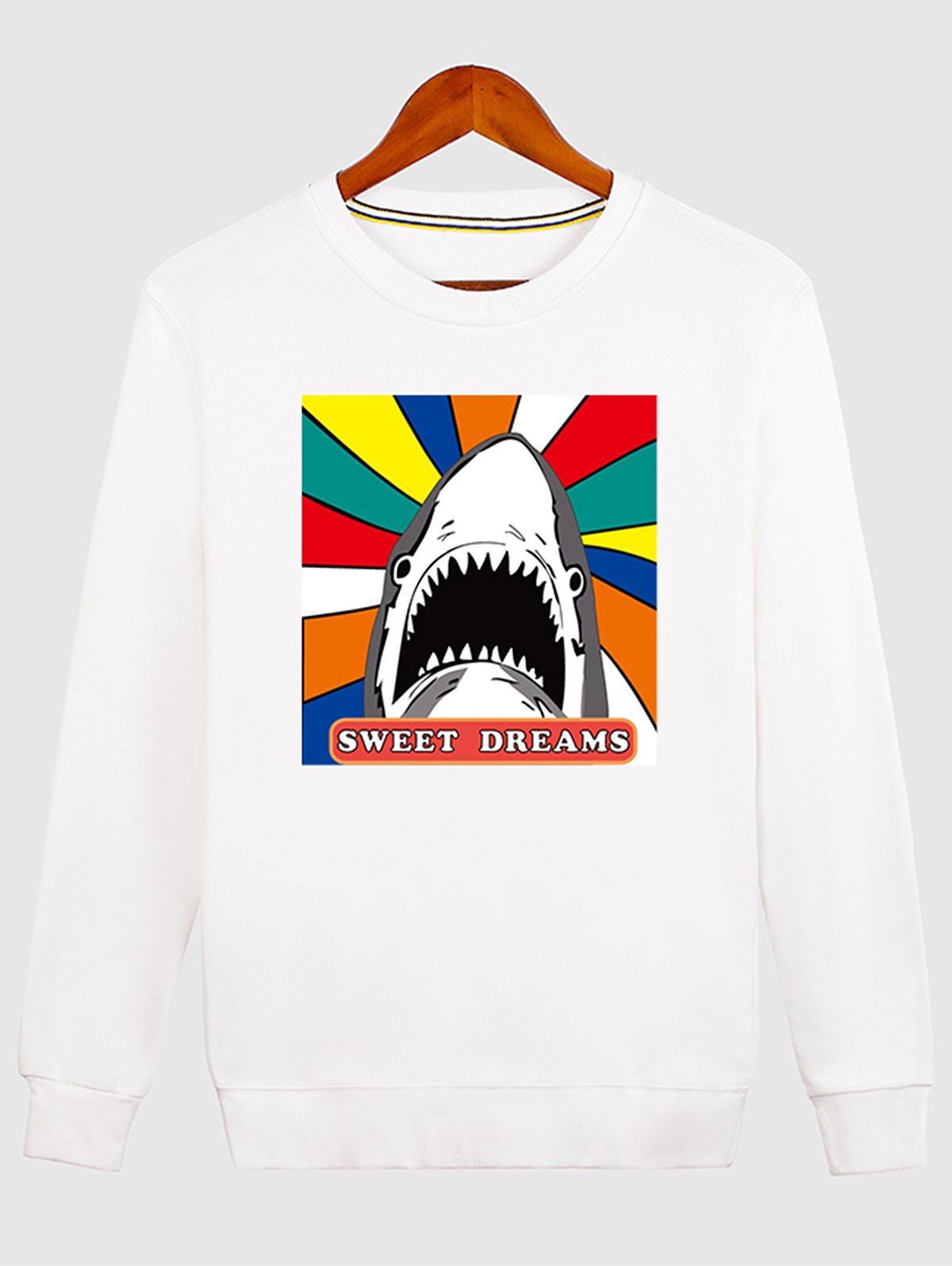 

Cartoon Print Shark Graphic Sweatshirt, White
