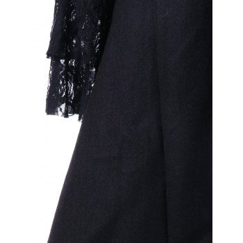 Lace Panel Lace-up High Low Coat, BLACK, XL in Jackets & Coats ...