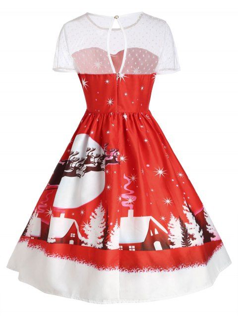 2018 Santa Claus Deer Christmas Vintage Dress RED L In Vintage Dresses ...