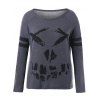 Sweat-Shirt à Capuche à Imprimé avec Double Rayures Motif Halloween Grande-Taille - gris foncé 2XL
